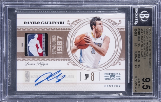 2010-11 Panini National Treasures Century Materials NBA Tags Signatures #24 Danilo Gallinari Signed Patch Card (#1/1) - BGS GEM MINT 9.5/BGS 10